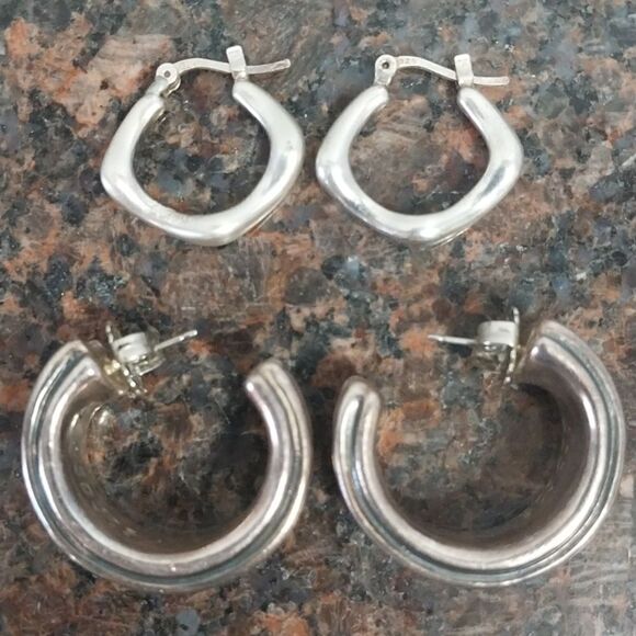 Siimon  Sebbagg and  Another Sterling Hoop Earrings....EUC - Picture 6 of 7
